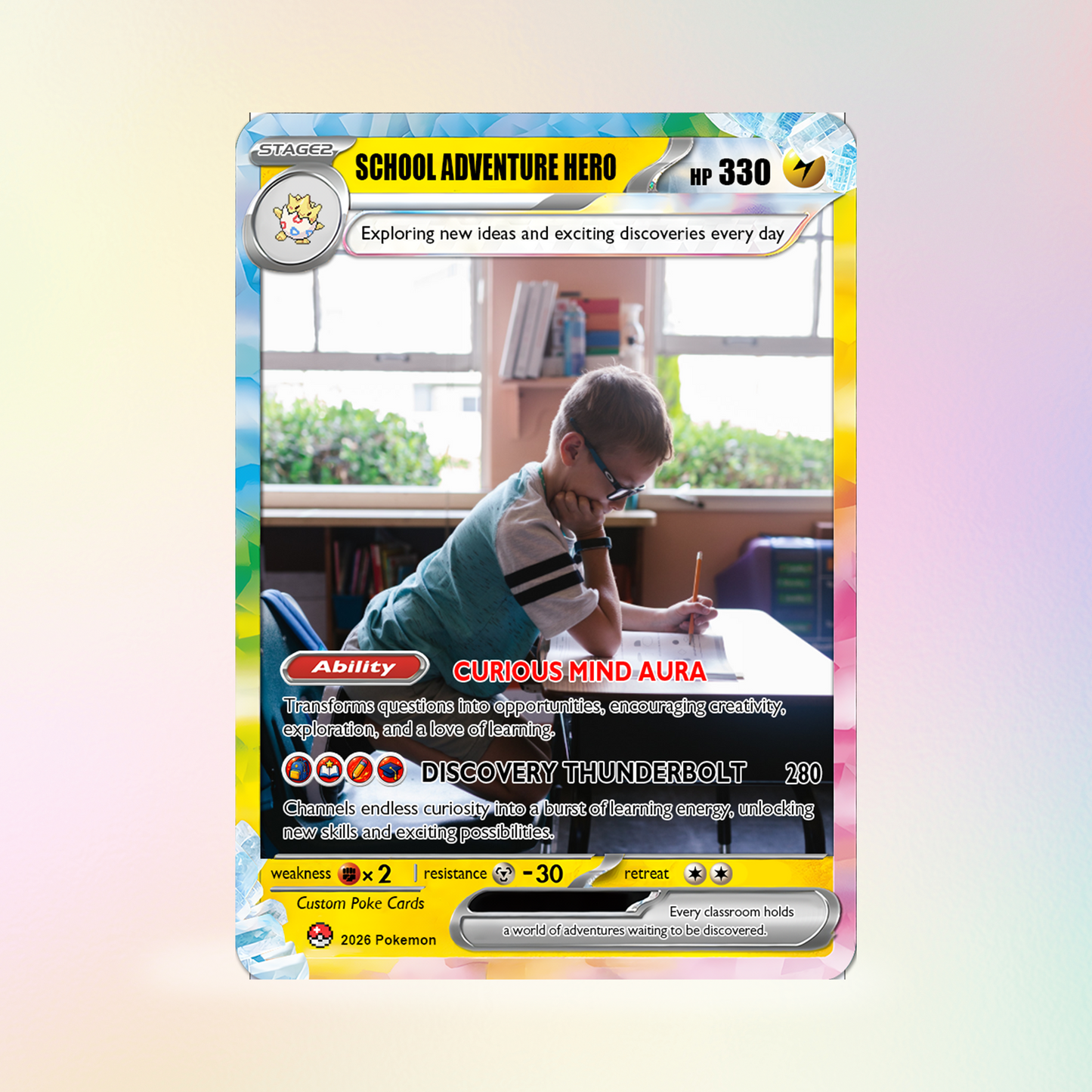 Back to School Personalized Pokémon Card - Custom Pokémon Card with Anime Picture for Kids, Students - First Day of School Gift from Parents - CPC-BTS-04