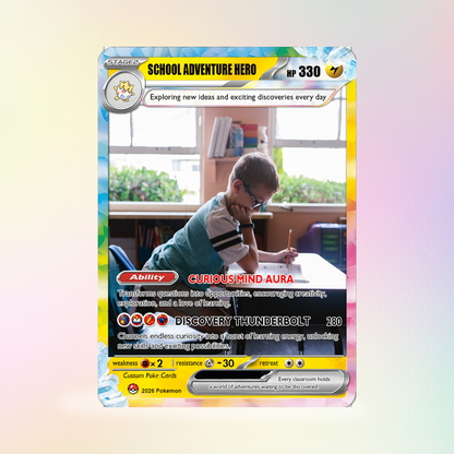 Back to School Personalized Pokémon Card - Custom Pokémon Card with Anime Picture for Kids, Students - First Day of School Gift from Parents - CPC-BTS-04