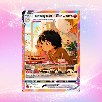 Happy Birthday Custom Pokémon Card - Personalized Pokémon Card by Animated Photo - Customizable Pokémon Gift from Parents, Grandparents for Kids - CPC-DOB-02