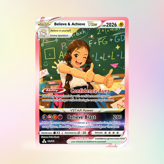 Back to School Custom Pokémon Card - Personalized Pokémon Card with Anime Picture for Kids, Students - First Day of School Gift from Parents - CPC-BTS-18