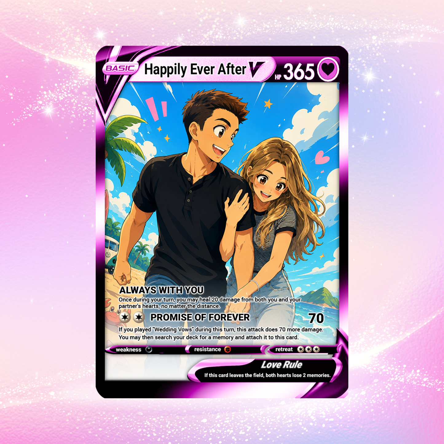 Custom Pokemon Card for Couple - Personalized Anime-Inspired Pokemon Card - Holographic Effect Available - CPC-46