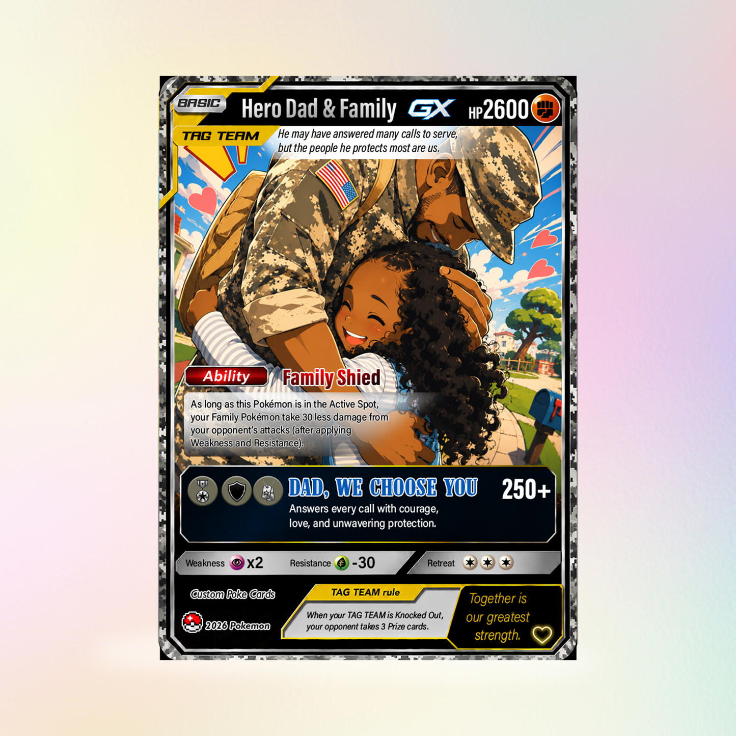 Happy Father's Day Custom Pokémon Card for Military Dad - Father’s Day Personalized Pokémon Card for The Army Dad - Trending Anime Customizable Gift from Wife, Son & Daughter - CPC-144