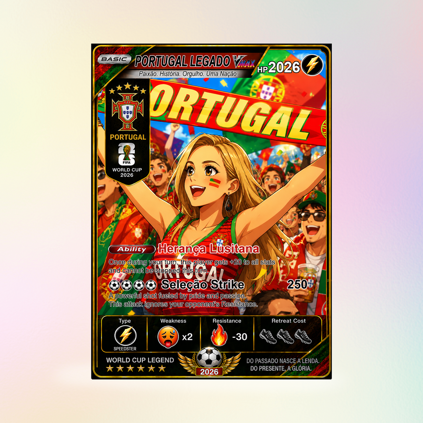 Personalized Football Trading Card, World Cup 2026 Custom Soccer Card, Pokémon-Style Fan Card with Photo, Unique Gift for Soccer Fans - CPC-WC-POR