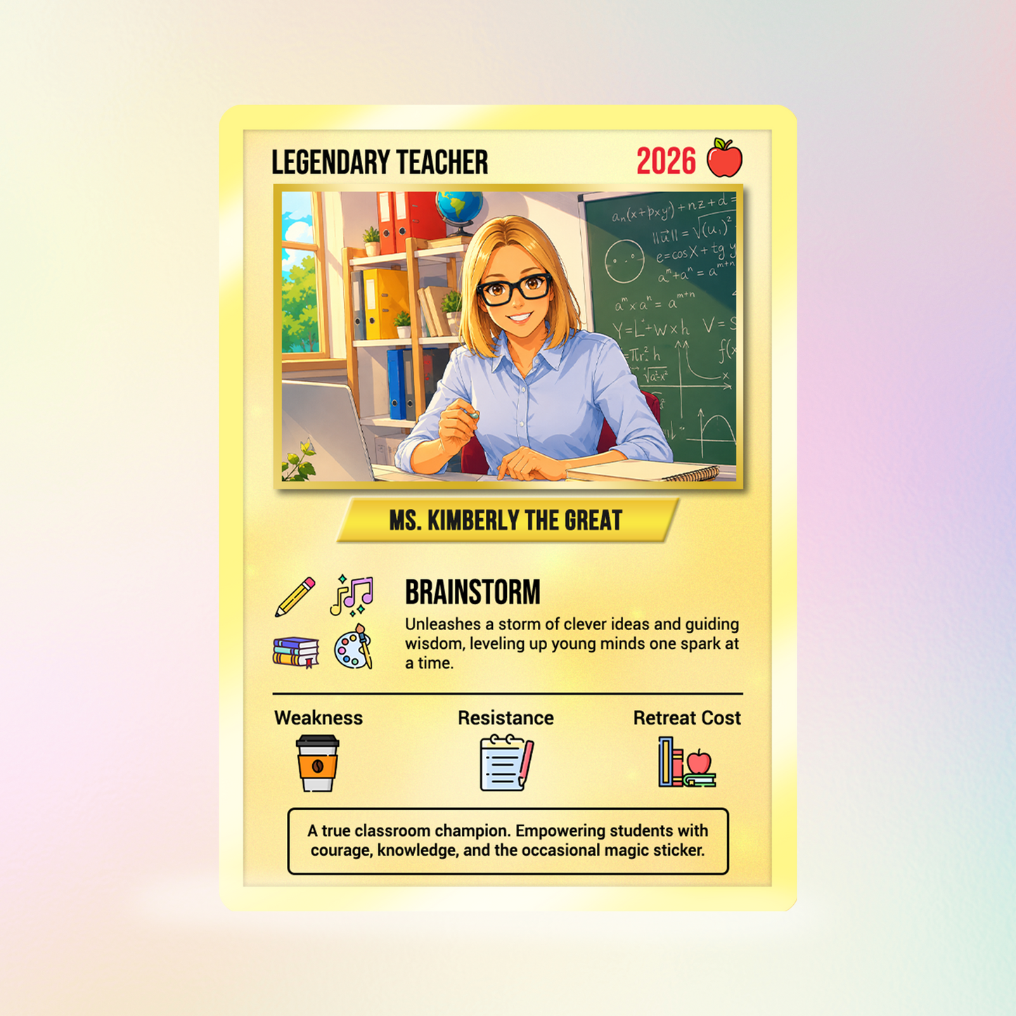 Custom Pokemon Cards Teacher Appreciation with Anime Photo, Change Your Photo to Ghibli Style, Thank You Teacher Gift from Parents & Students, Personalized Pokemon Cards - CPC-66.A