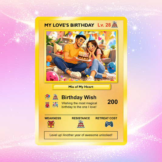 Birthday Custom Pokémon Card for Couples, Pixel Characters Personalized Pokémon Card, Customizable Pokémon Cards for Birthday - CPC-14.A