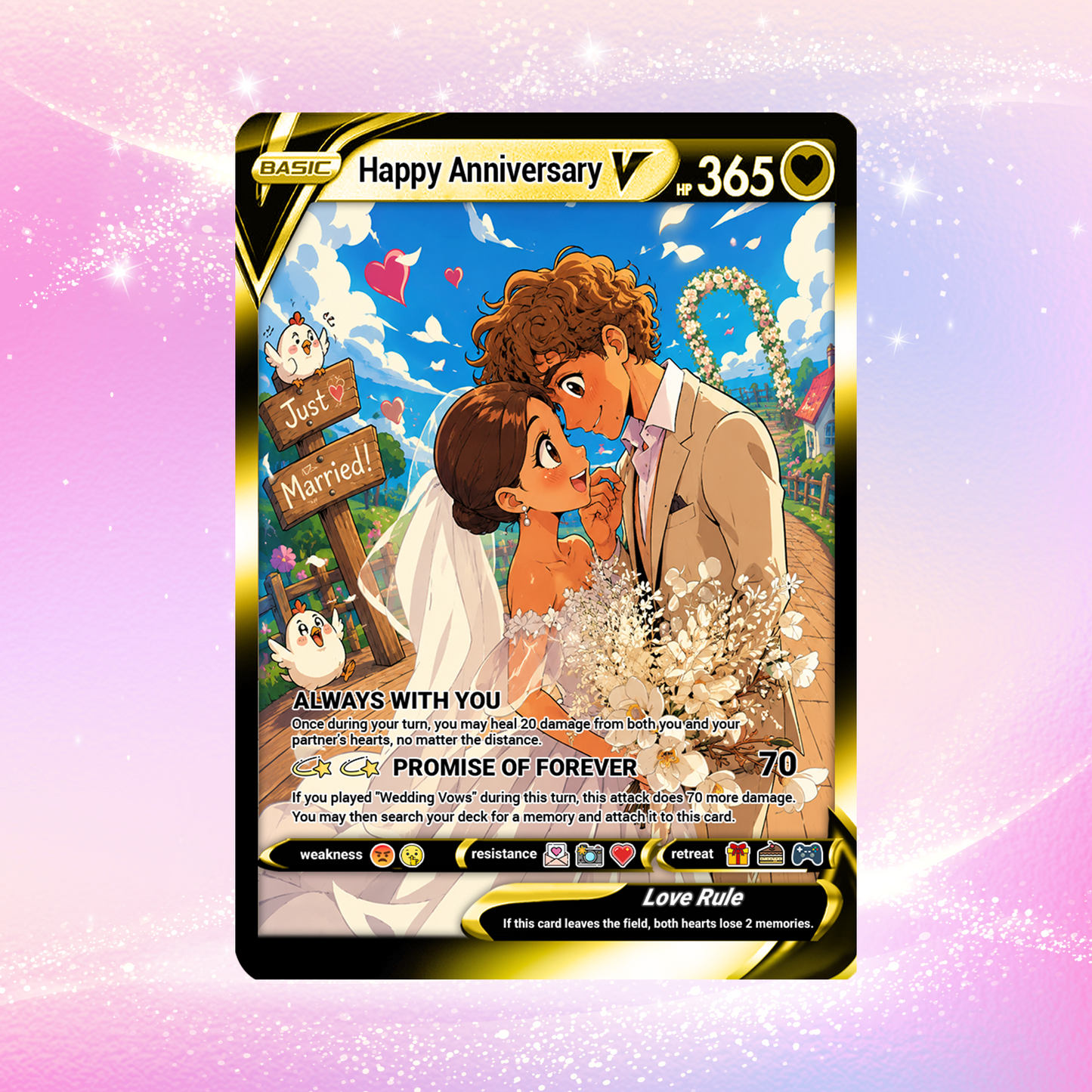 Happy Anniversary Personalized Pokémon Card, Anime Style Custom Pokémon Cards - CPC-03