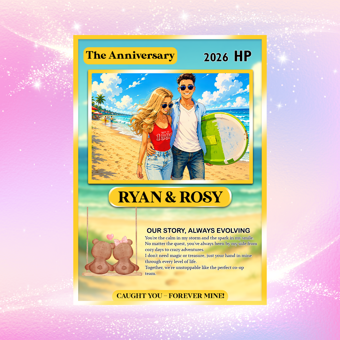 Custom Pokemon Card for Lovers - Personalized Anime-Inspired Pokemon Card - Holographic Effect Available - CPC-27