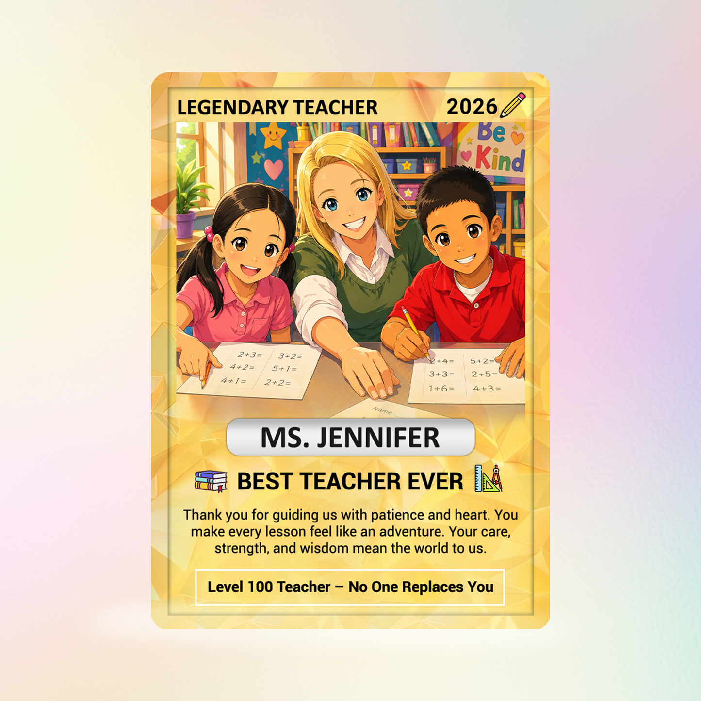 Legendary Teacher Gift Card, Custom Pokemon Cards Teacher Appreciation, Change Your Photo to Ghibli Style, Thank You Teacher Gift, Personalized Pokemon Cards - CPC-67