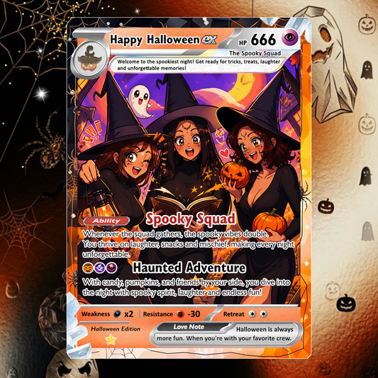 Custom Pokémon Card for Best Friends, Halloween Anime Transformation Metal Card, Personalized Group Gift, Custom Halloween Gift for Friends, Pokémon Party Gift - CPC-hlw-10