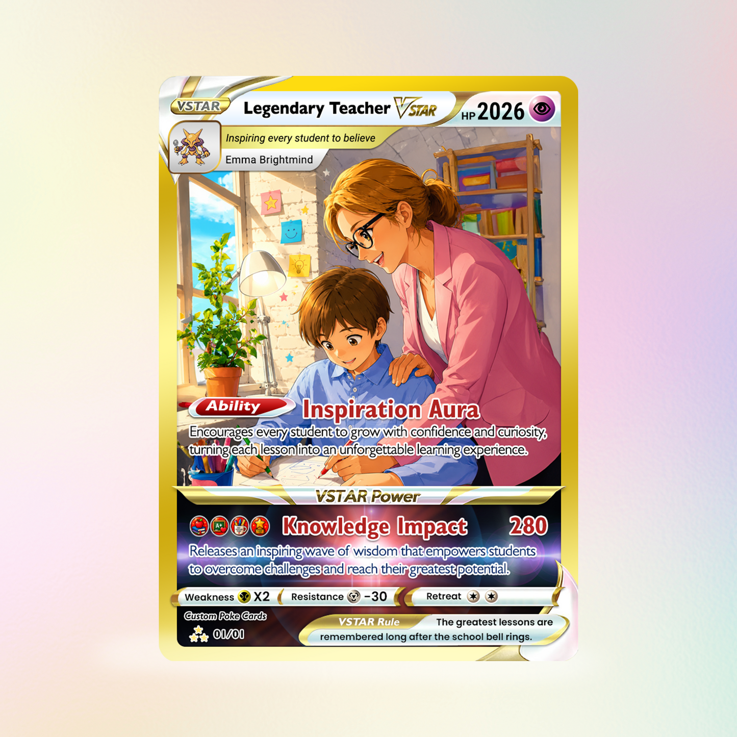 Legendary Teacher Custom Pokemon Cards, Teacher Appreciation Gift Card, Change Your Photo to Anime Styles, Thank You Teacher Gift, Personalized Pokemon Cards - CPC-BTS-07