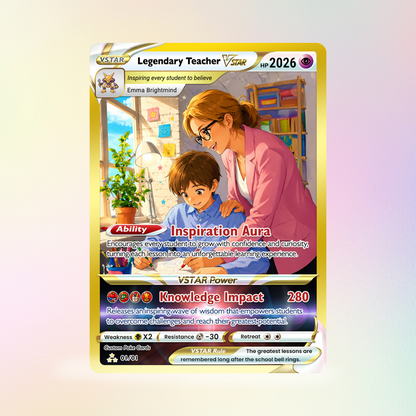Legendary Teacher Custom Pokemon Cards, Teacher Appreciation Gift Card, Change Your Photo to Anime Styles, Thank You Teacher Gift, Personalized Pokemon Cards - CPC-BTS-07