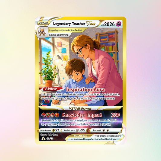 Legendary Teacher Custom Pokemon Cards, Teacher Appreciation Gift Card, Change Your Photo to Anime Styles, Thank You Teacher Gift, Personalized Pokemon Cards - CPC-BTS-07