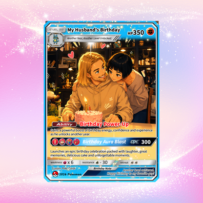 Happy Birthday Custom Pokémon Card for Him - Personalized Pokémon Card by Animated Photo - Customizable Pokémon Gift from Girlfriend, Wife for Boyfriend & Husband - CPC-DOB-07