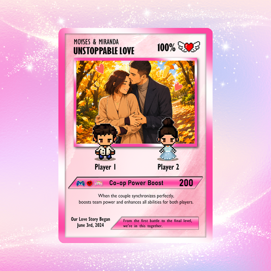 Custom Pokemon Card with Trendy Anime Transformation Styles  - Personalized Poke Card for Couples - Animated Gift for Lovers - CPC-22.A