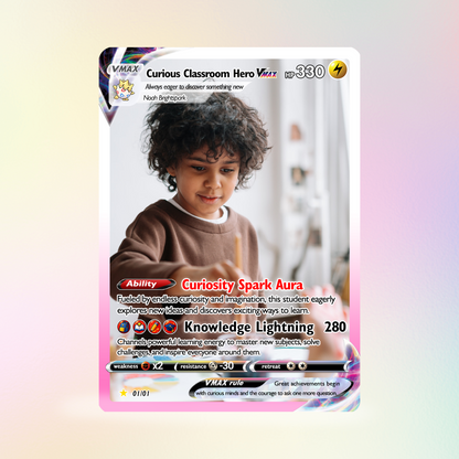 Back to School Personalized Pokémon Card - Custom Pokémon Card with Anime Picture for Kids, Students - First Day of School Gift from Parents - CPC-BTS-02
