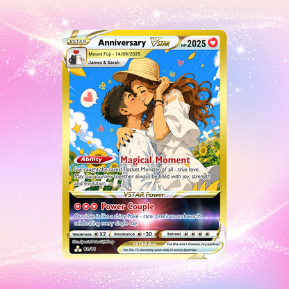 Anime Transformation Custom Pokemon Card - Personalized Poke Card for Couples - Holographic Effect Available - CPC-30.B