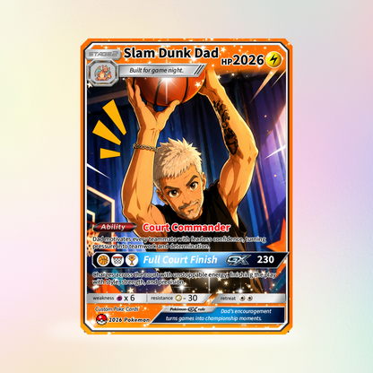 Happy Father's Day Custom Pokémon Card for Basketball Dad - Father’s Day Personalized Pokémon Card for Sport Dad - Comic Anime Customizable Gift from Supporter, Wife, Son & Daughter - CPC-136
