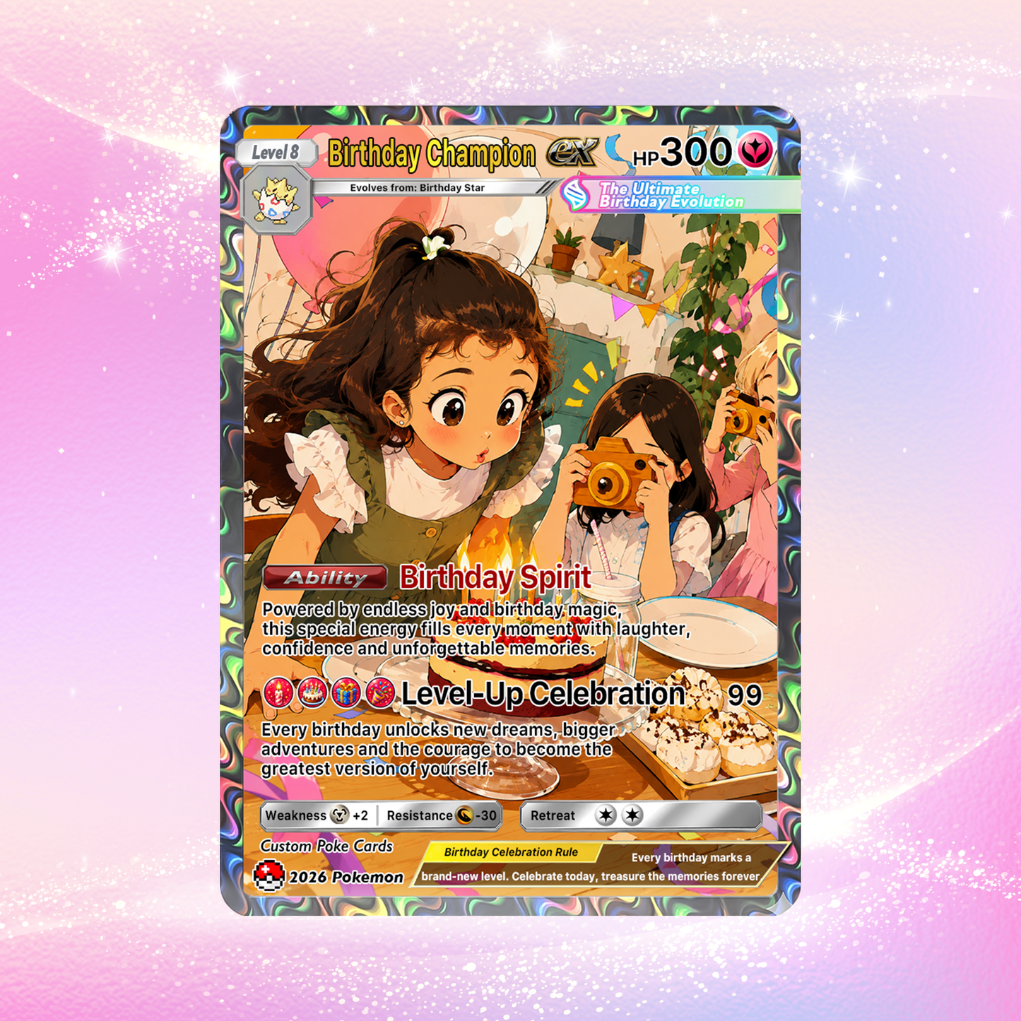 Happy Birthday Custom Pokémon Card - Personalized Pokémon Card for Date of Birth - Customizable Pokémon Gift from Parents, Grandparents for Kids - CPC-DOB-01