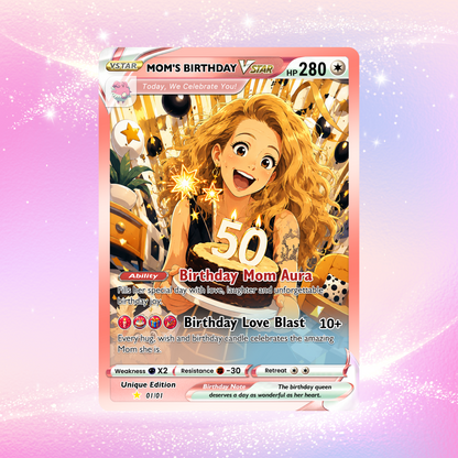 Happy Birthday Custom Pokémon Card for Moms - Personalized Pokémon Card by Animated Photo - Customizable Pokémon Gift from Kids, Husband for Mom & Wife - CPC-DOB-04