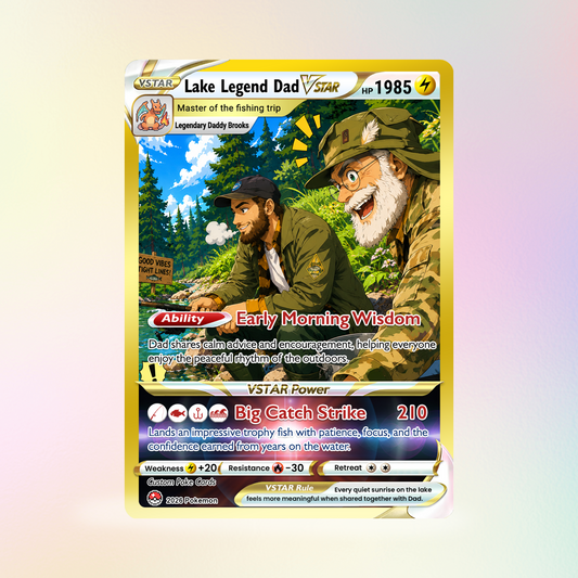 Father's Day Custom Pokémon Card for Fishing Dad - Father’s Day Personalized Pokémon Card for Fishing Lovers - Comic Anime Customizable Gift from Wife, Son & Daughter - CPC-139