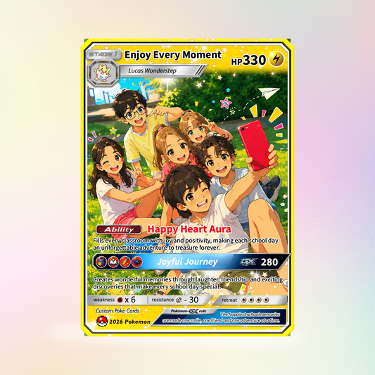 Enjoy Every Moment Custom Pokémon Card - Back to School Personalized Pokémon Card, Animated Gift Card for Kids, Students - First Day of School Gift from Parents - CPC-BTS-21