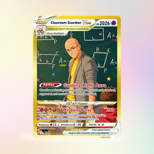 Classroom Guardian Custom Pokémon Cards, Teacher Appreciation Gift Card, Personalized Pokémon Cards, Change Your Photo to Anime Styles, Thank You Teacher Gift - CPC-BTS-09