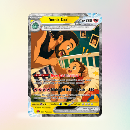 First-Time Dads Custom Pokémon Card - Comic Anime Style Personalized Pokémon Card for First Father’s Day - Perfect Gift for New Dads - CPC-126