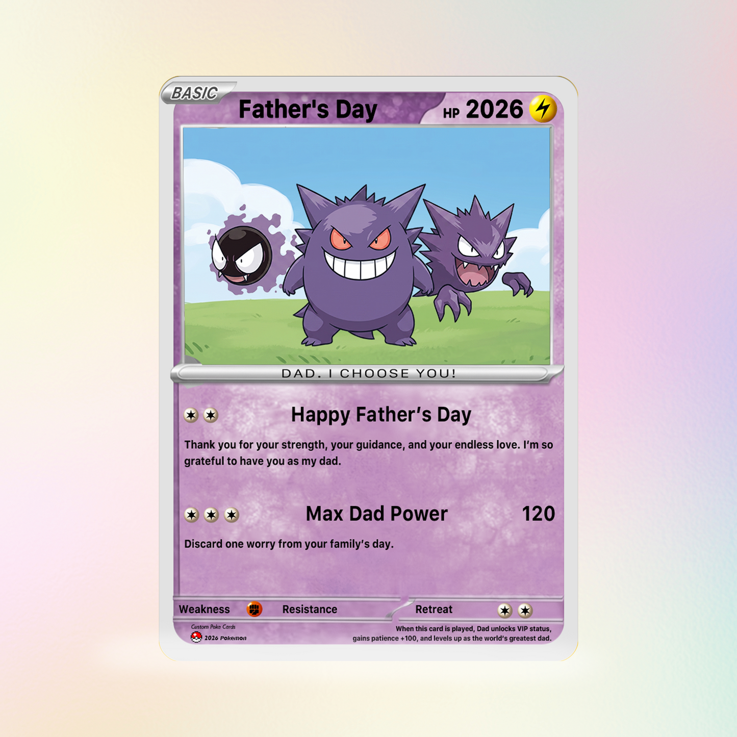 Funny Father’s Day Personalized Pokémon Card - Special Edition Custom Pokémon Card for Trainer Dad - Customizable Character Gift from Supporter, Wife, Son & Daughter - CPC-111.A