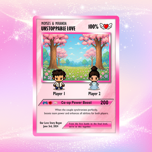 Custom Pokemon Card with 80s Pixel Characters  - Personalized Poke Card for Couples - Customizable Gift for Lovers - CPC-22.B
