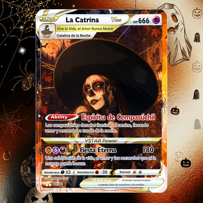 Custom Día de los Muertos Pokémon Card | Personalized Day of the Dead Card | La Catrina Gift for Him & Her - CPC-hlw-16