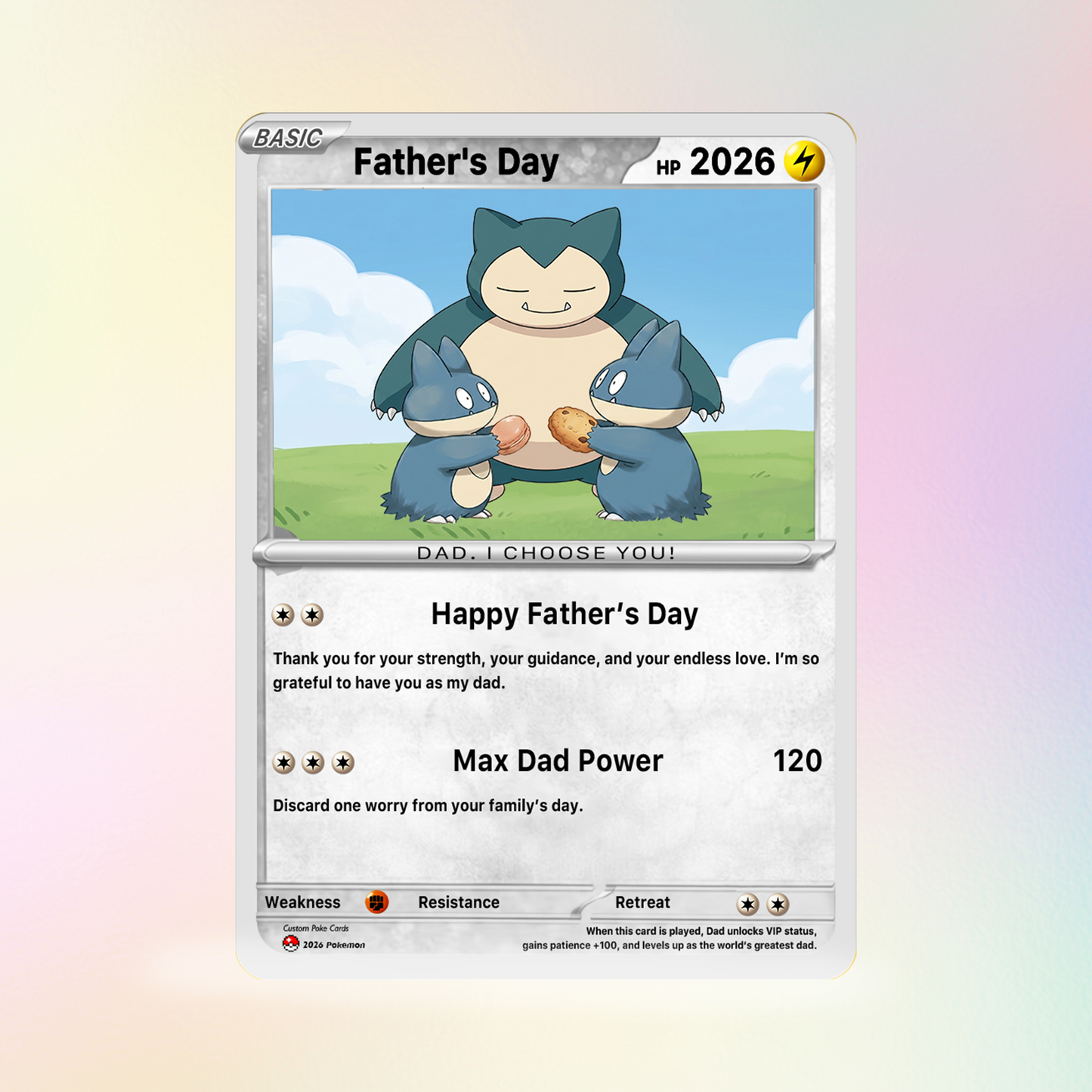 Funny Father’s Day Personalized Pokémon Card - Special Edition Custom Pokémon Card for Trainer Dad - Customizable Character Gift from Supporter, Wife, Son & Daughter - CPC-111.A