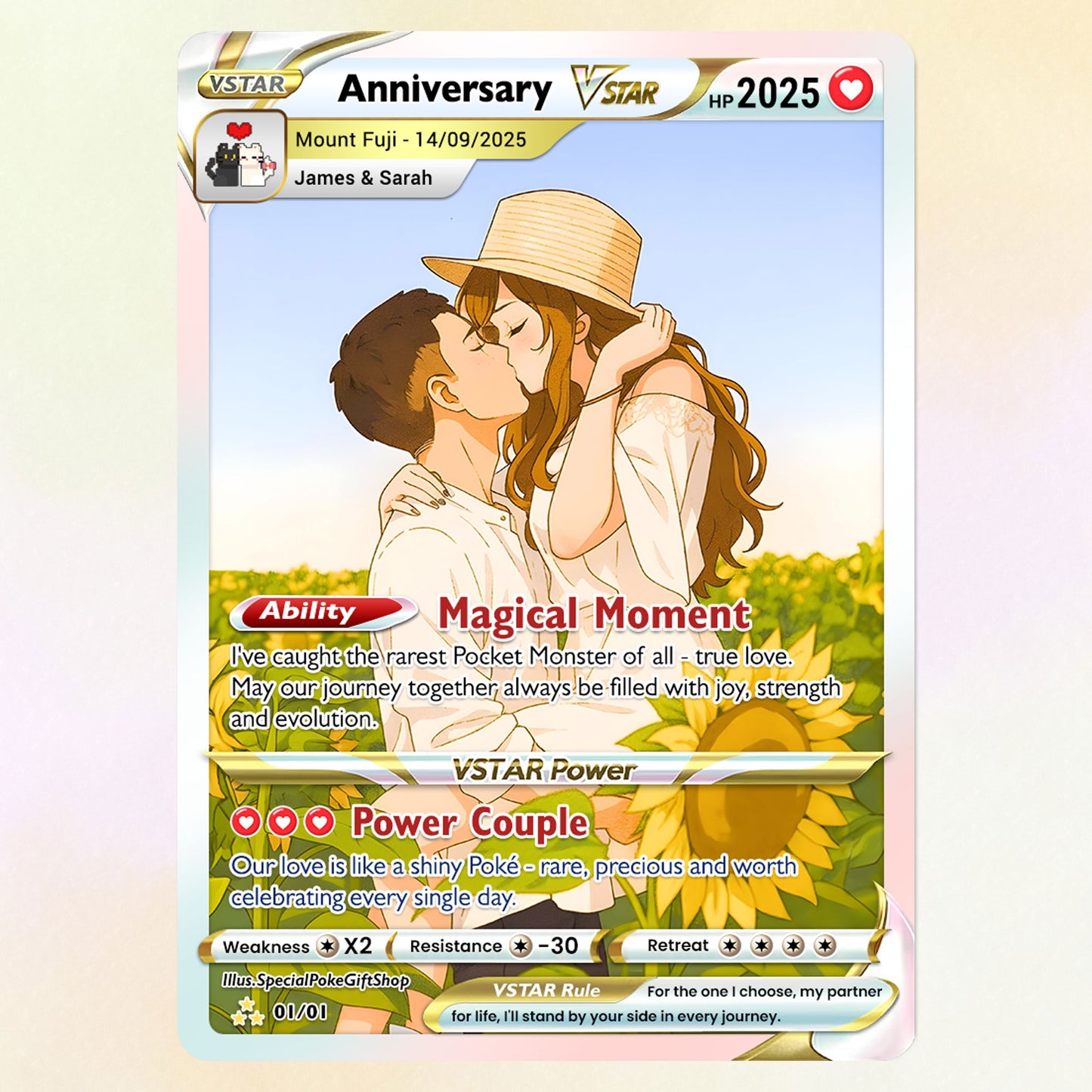 Anime Transformation Custom Pokemon Card - Personalized Poke Card for Couples - Holographic Effect Available - CPC-30