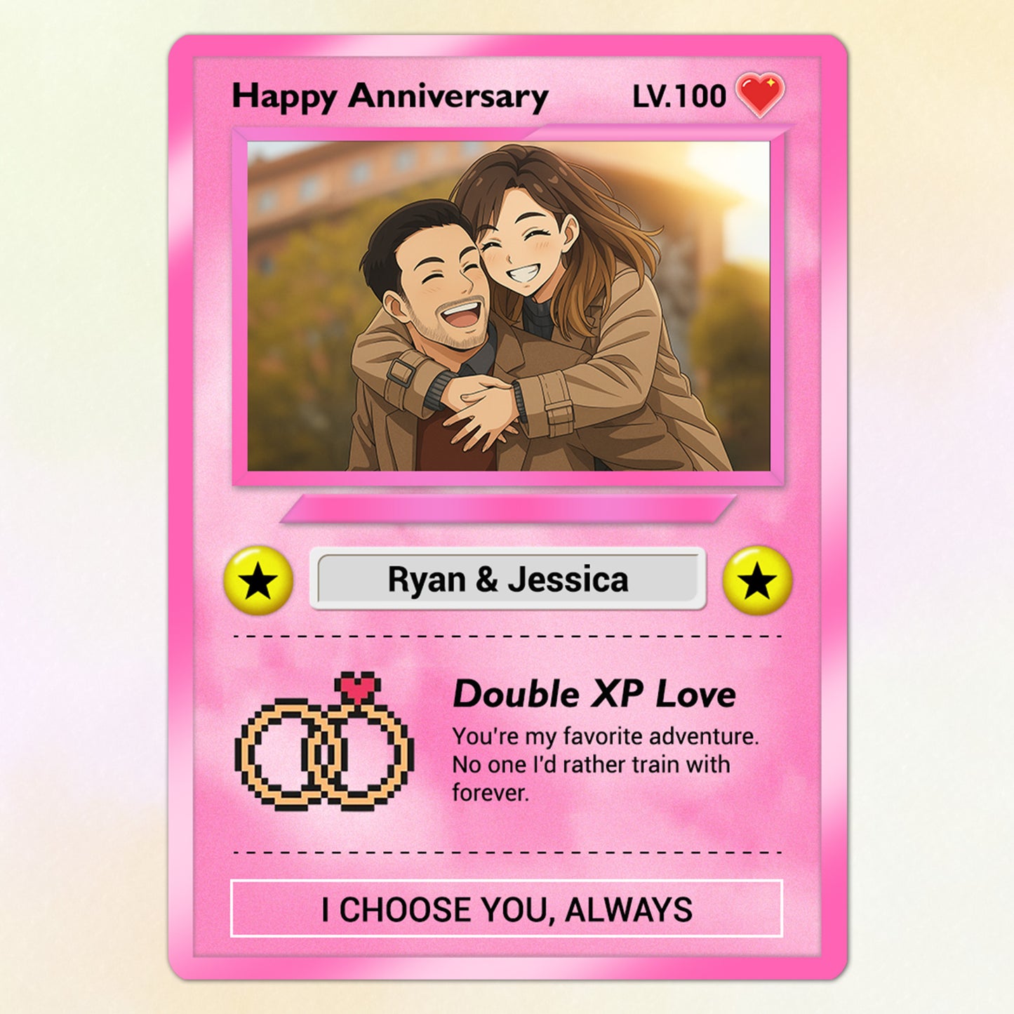 Custom Pokémon Cards for Couples, Change Photo to Anime Styles - CPC-02