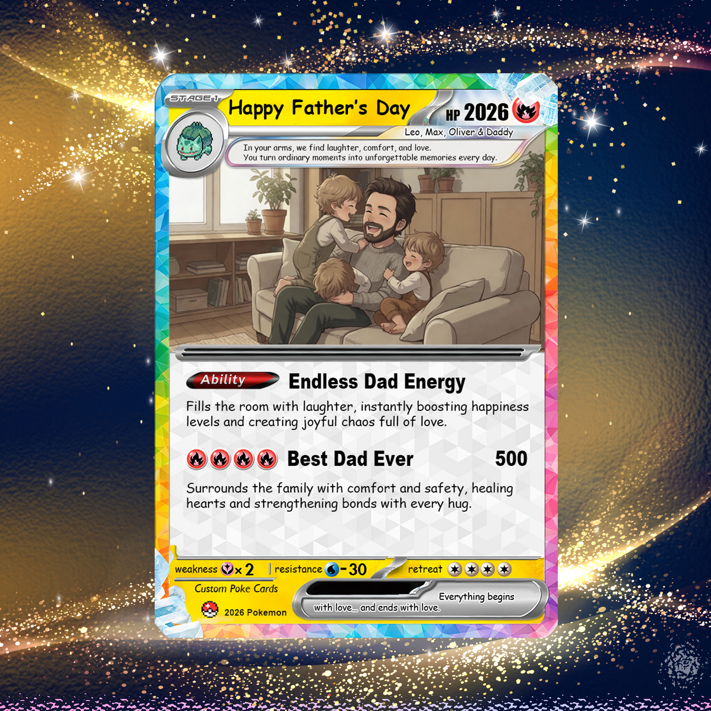 2026 Father's Day Custom Pokemon Card - Anime-Inspired Personalized Pokemon Card for Dad - Perfect Gift for Dad - CPC-107.B