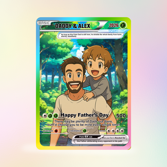 Custom Pokemon Card  - Anime-Inspired Personalized Pokemon Card for Dad - Personalized Poke Card Custom Gift for Dad - CPC-17