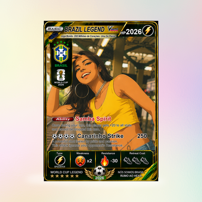 Personalized World Cup 2026 Soccer Card, Custom Football Trading Card, Pokémon-Style Fan Card with Photo, Unique Gift for Soccer Fans - CPC-WC-BRA