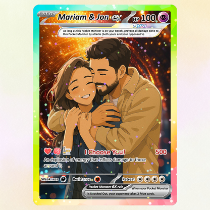 Custom Pokémon Cards with Anime Picture, Personalized Poke Cards Animated Style Gifts for Him and Her - CPC-04