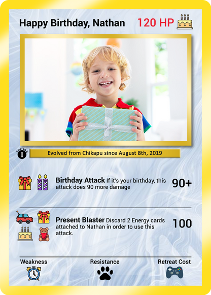 Happy Birthday Custom Pokémon Card, Anime Ghibli-style Art Transformation Personalized Pokémon Card for Date of Birth - CPC-49