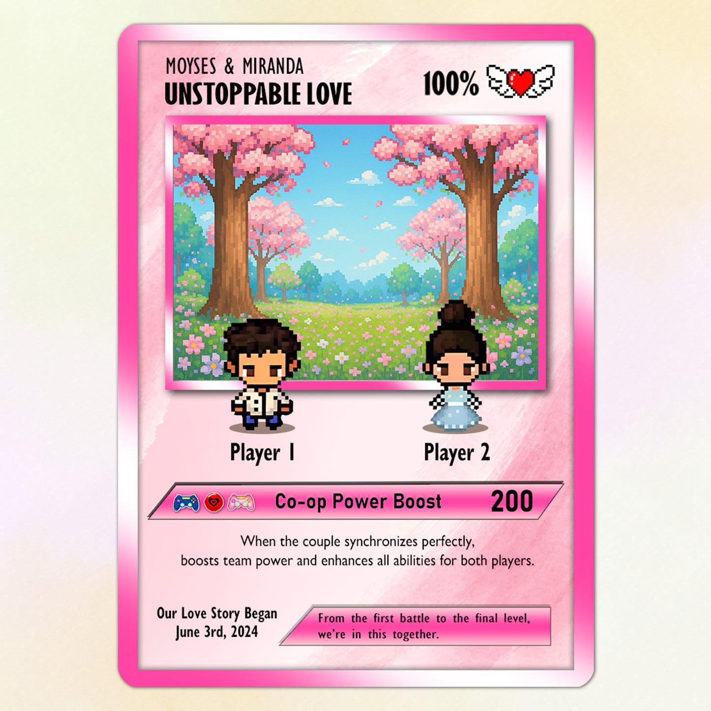Custom Pokemon Card by Art Pixel Characters for Couple - Anime-Inspired Ghibli Aesthetic Pocket Monster Gift - CPC-22
