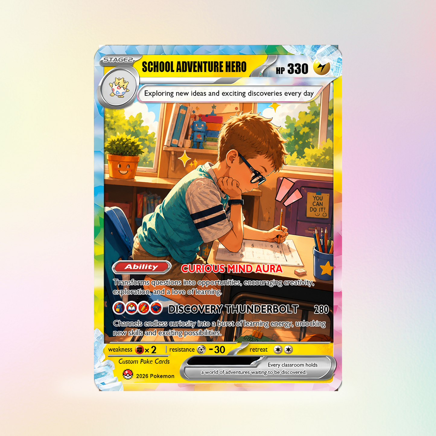 Back to School Personalized Pokémon Card - Custom Pokémon Card with Anime Picture for Kids, Students - First Day of School Gift from Parents - CPC-BTS-04