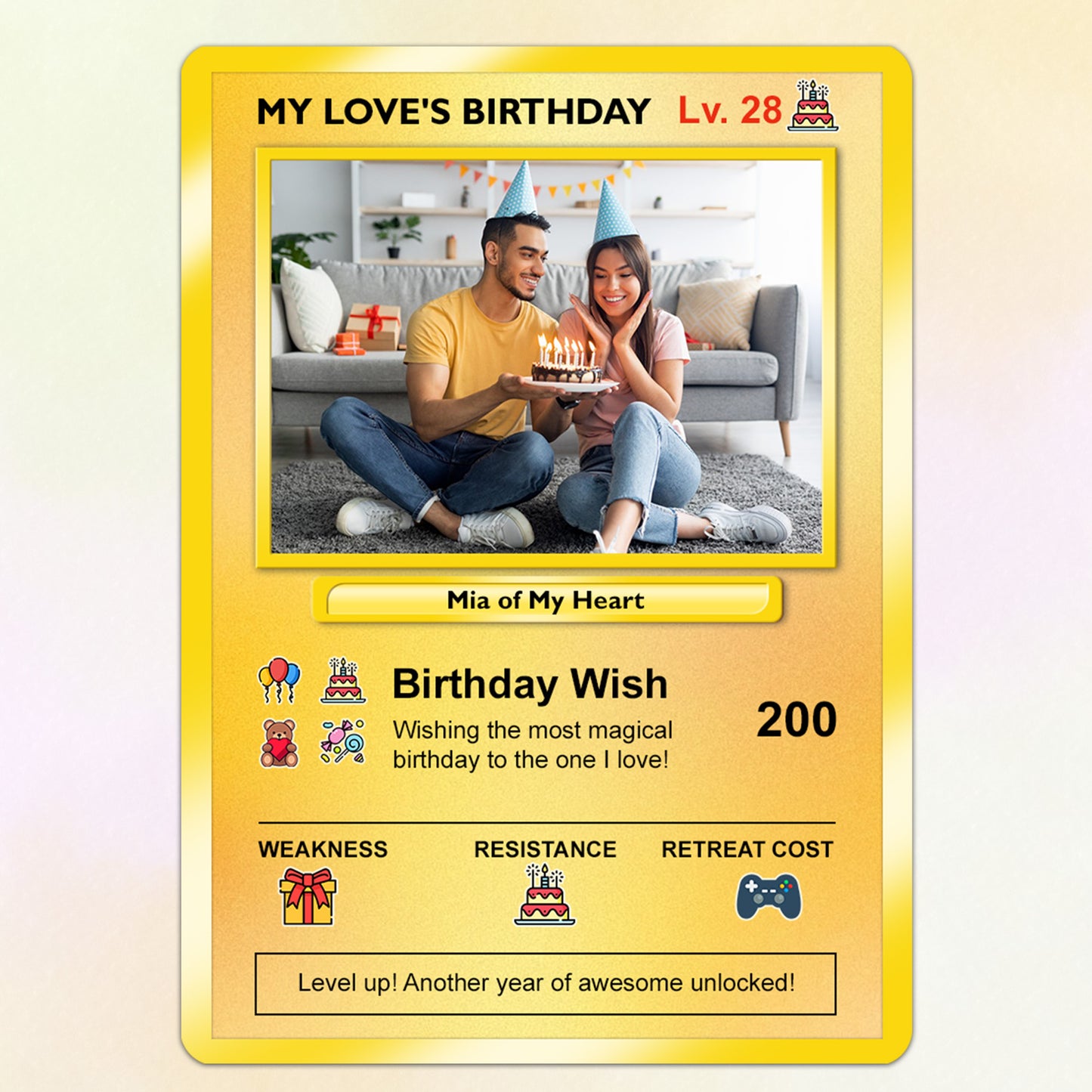 Birthday Custom Pokémon Card for Couples, Pixel Characters & Photo Upload Personalized Pokemon Card, Customizable Pokemon Cards for Birthday - CPC-14