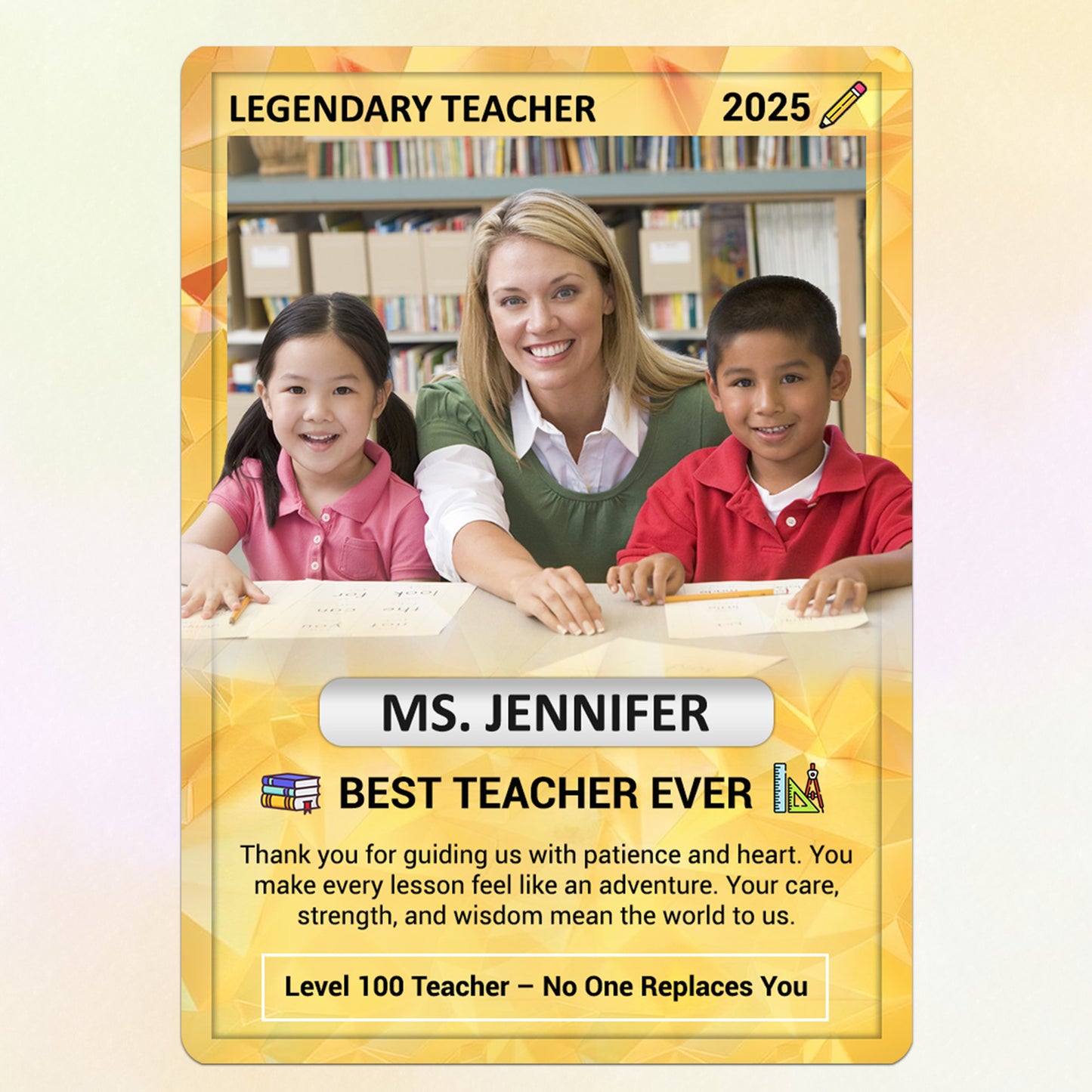 Legendary Teacher Gift Card, Custom Pokemon Cards Teacher Appreciation, Change Your Photo to Ghibli Style, Thank You Teacher Gift, Personalized Pokemon Cards - CPC-67