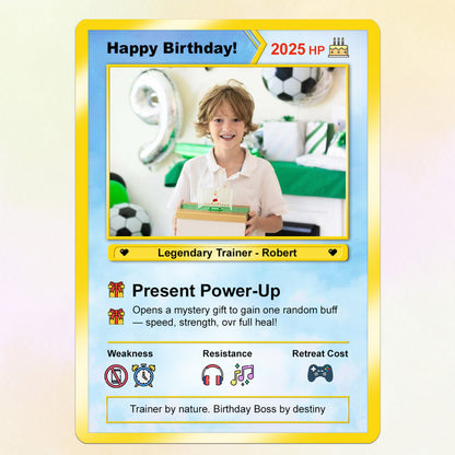 Happy Birthday Custom Pokémon Card - Pixel Characters &, Photo Upload Personalized Pokémon Card - CPC-13