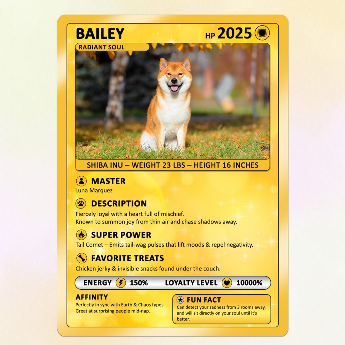 Deep Customizable Pokémon Card for Pet Lovers, Personalized Pokémon Card with Pet Photo for Dog Mom Cat Mom Dog Dad Cat Dad - CPC-09
