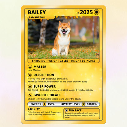 Deep Customizable Pokémon Card for Pet Lovers, Personalized Pokémon Card with Pet Photo for Dog Mom Cat Mom Dog Dad Cat Dad - CPC-09