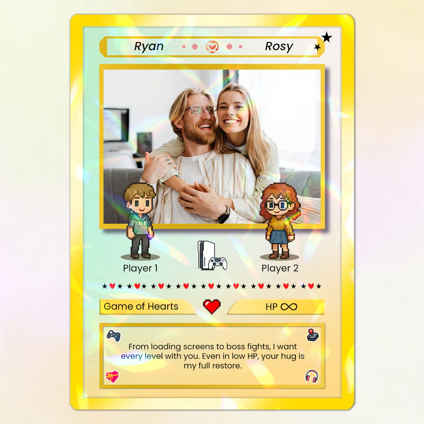 Custom Poke Card for Couple - Anime-Inspired Ghibli Aesthetic Pocket Monster Gift - Characters Customizable - CPC-21