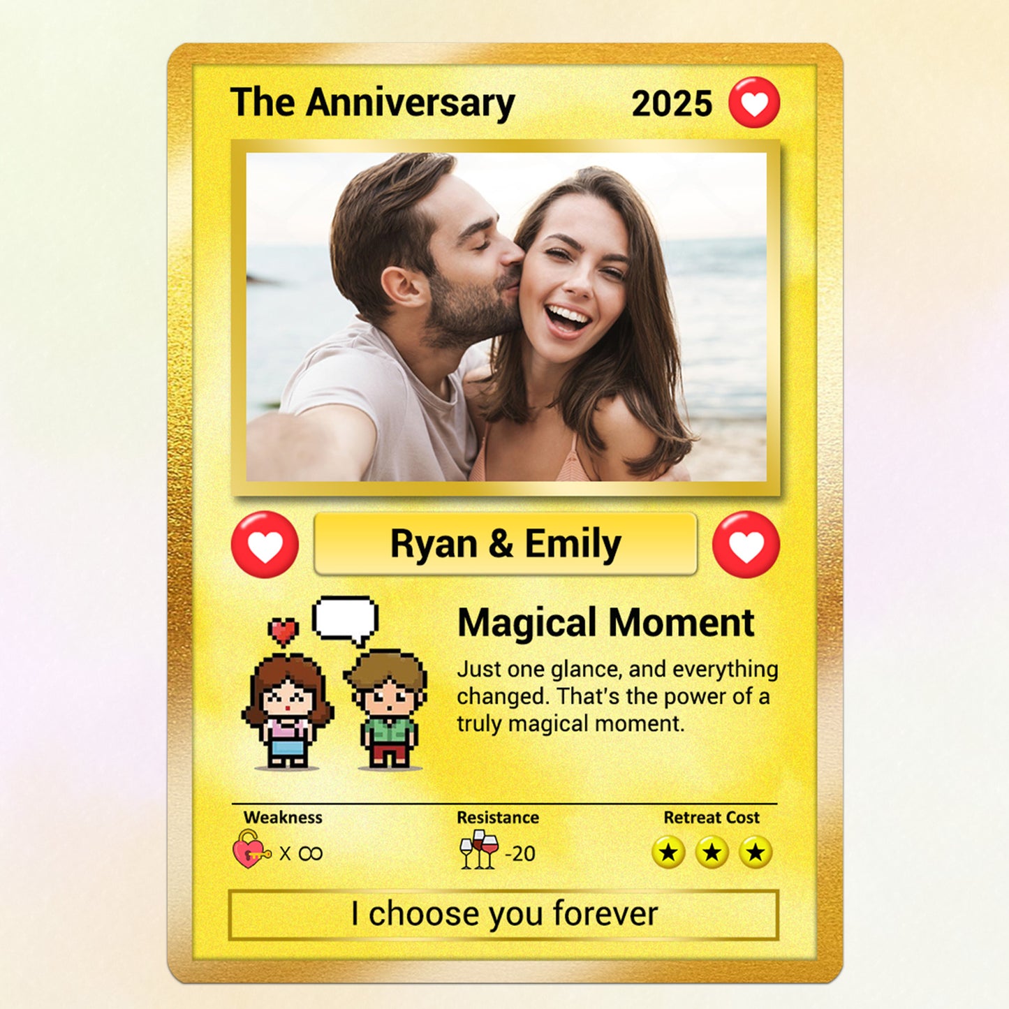 Custom Poke Card for Couple - Anime-Inspired Ghibli Aesthetic Pocket Monster Gift - Customizable Trading Cards - CPC-19