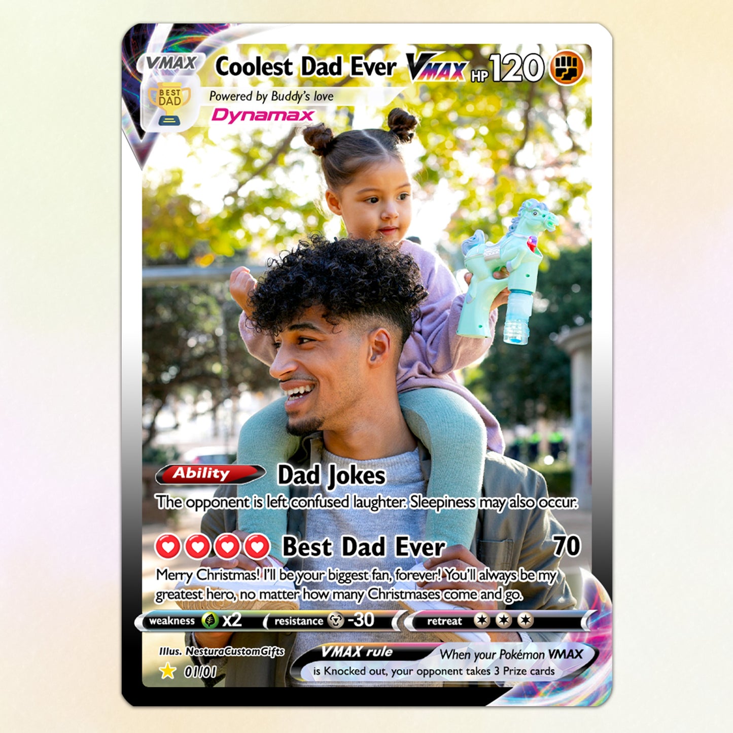 Coolest Dad Ever Pokemon Card, Custom Pokemon Card - Anime-Inspired Personalized Pokemon Card for Dad - Perfect Gift for Dad - CPC-55