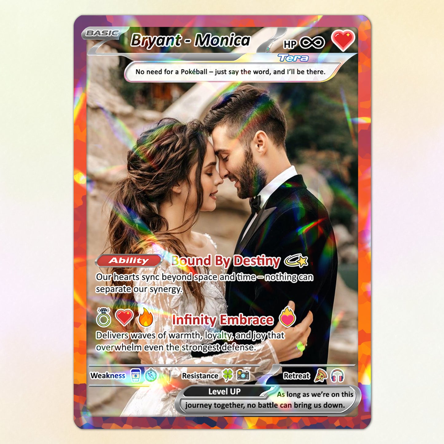 Custom Poke Card for Couple - Anime-Inspired Ghibli Aesthetic Pocket Monster Gift - Holographic Effect Available - CPC-20