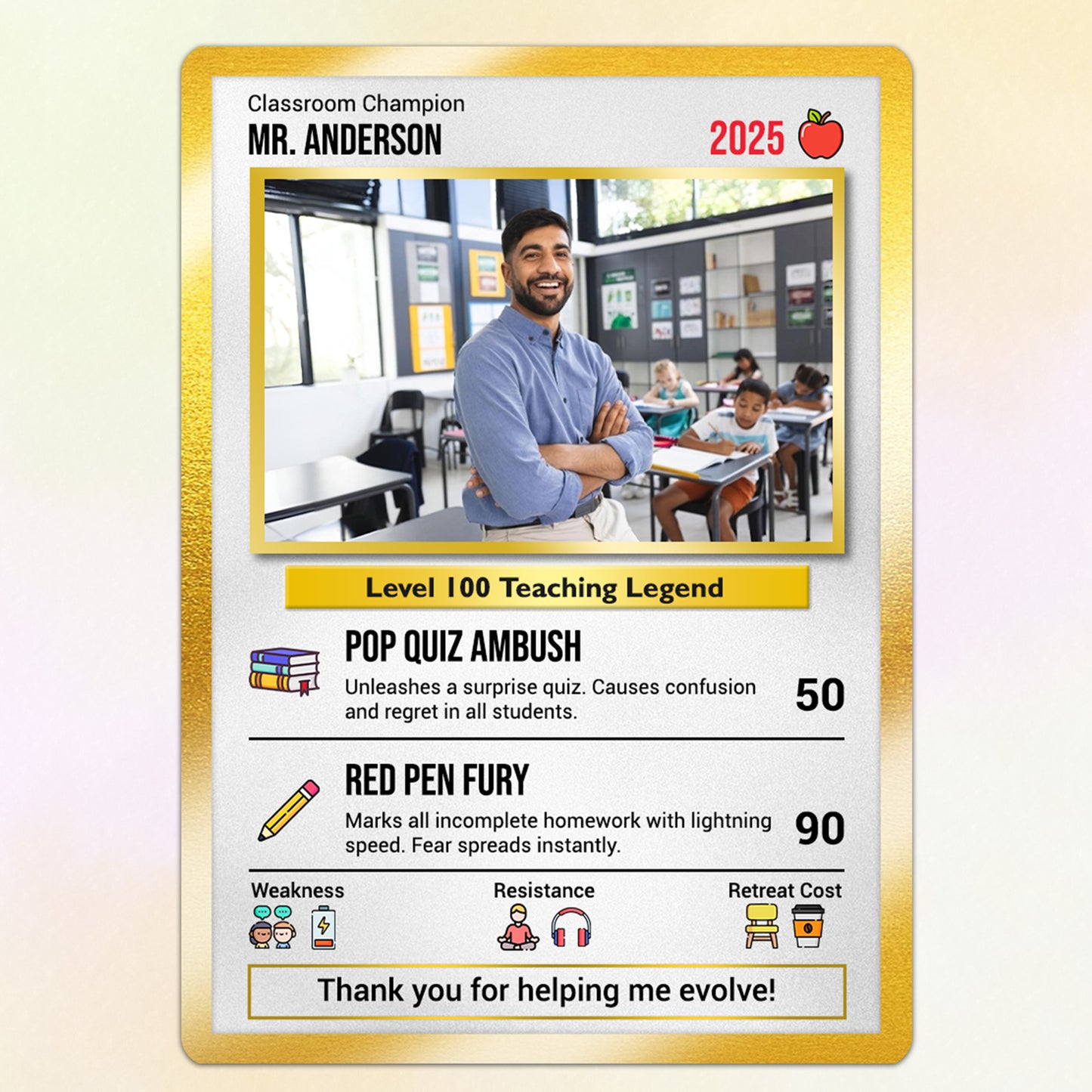 Classroom Champion Gift Card, Custom Pokemon Cards Teacher Appreciation, Change Your Photo to Ghibli Style, Thank You Teacher Gift, Personalized Pokemon Cards - CPC-65